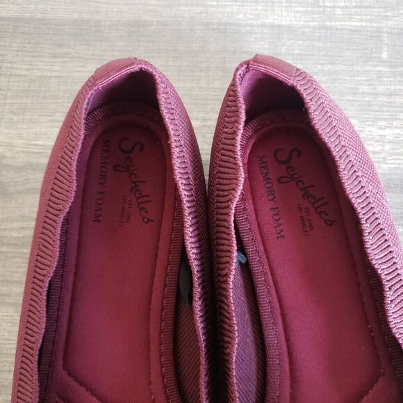 Seychelles Pointed Toe Slip-On Ballet Flat Scalloped Maroon Berry Sz Women's 9.5 - Picture 7 of 10
